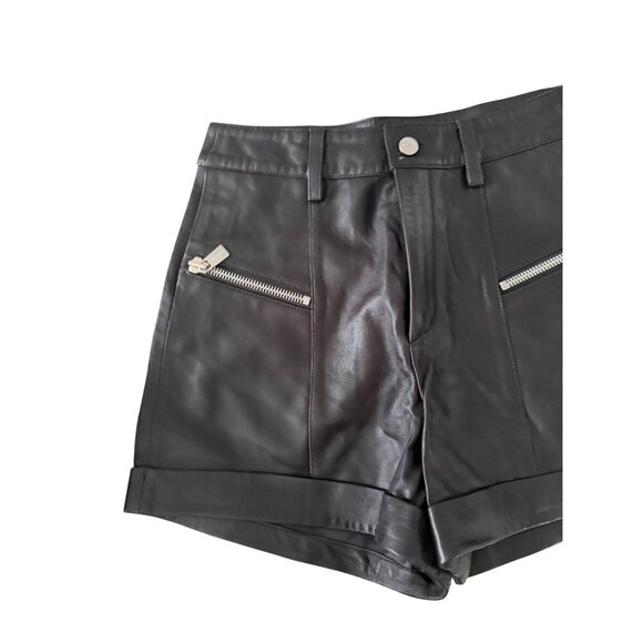 ANINE BING Lia Leather Zip Black Shorts Size US 6 NEW NWT - Picture 6 of 10